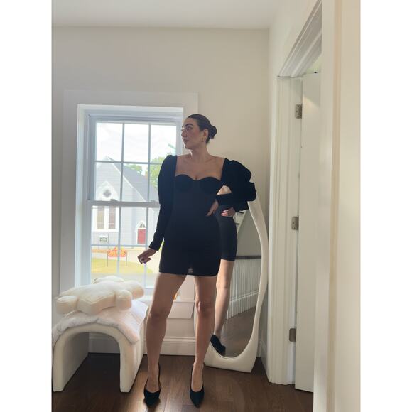 Guilty of Glam Black Velvet Puff-Sleeve Mini Dress (XS) - Picture 4 of 9